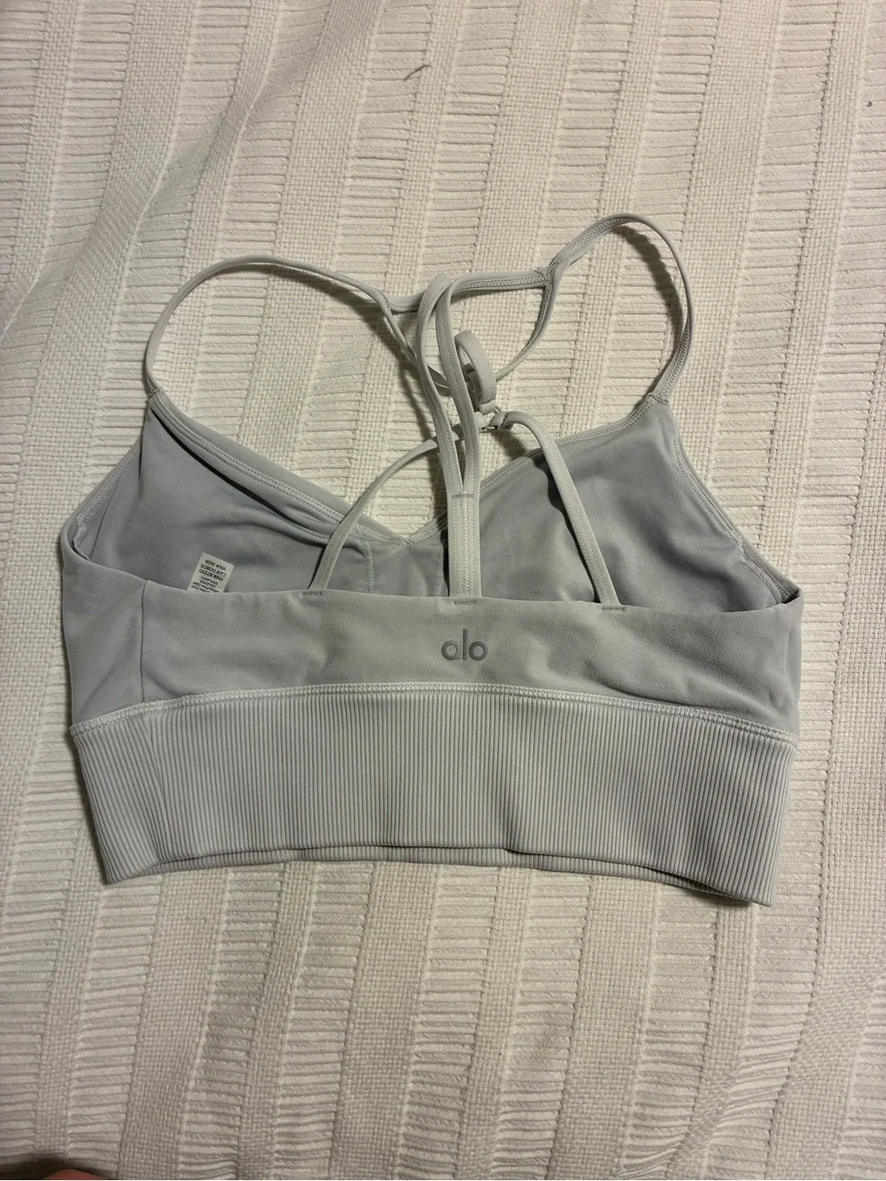 ALO Yoga Light Gray Sports Bra - Picture 2 of 3